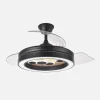 Ventilador retráctil Abrila Cupido negro madera luz LED 50-107 cm