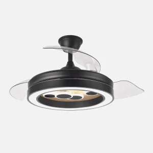 Ventilador retráctil Abrila Cupido negro madera luz LED 50-107 cm