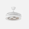 Ventilador retráctil Abrila Cupido blanco madera luz LED 50-107 cm