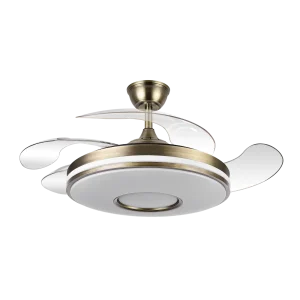 Ventilador retráctil Abrila Dani cuero luz LED 50-106 cm