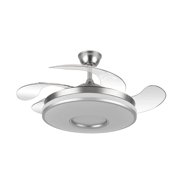 Ventilador retráctil Abrila Dani níquel luz LED 50-106 cm