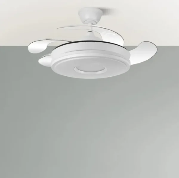 Ventilador retráctil Abrila Dani blanco luz LED 50-106 cm