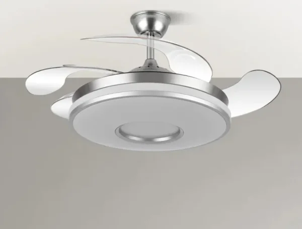 Ventilador retráctil Abrila Dani níquel luz LED 50-106 cm