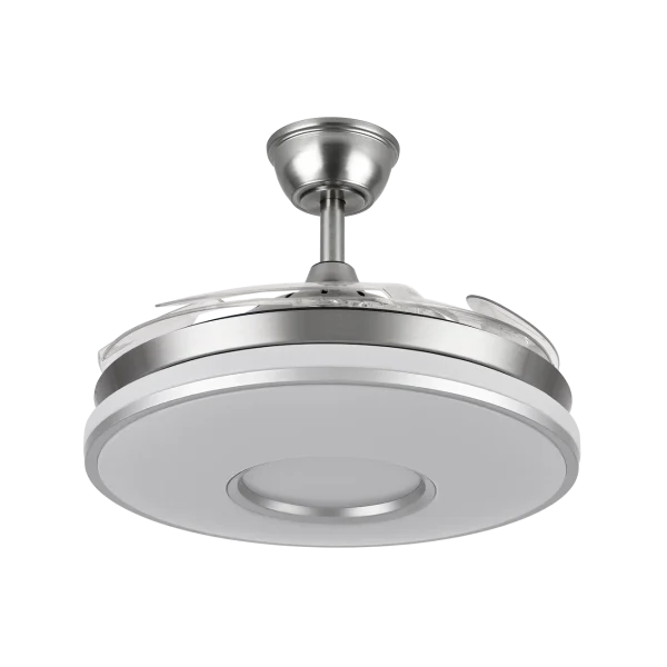 Ventilador retráctil Abrila Dani níquel luz LED 50-106 cm
