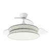 Ventilador retráctil Abrila Decor blanco textil lineas LED 49-108 cm