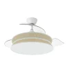 Ventilador retráctil Abrila Decor blanco textil saco LED 49-108 cm