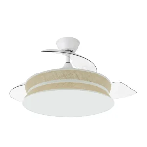 Ventilador retráctil Abrila Decor blanco textil saco LED 49-108 cm
