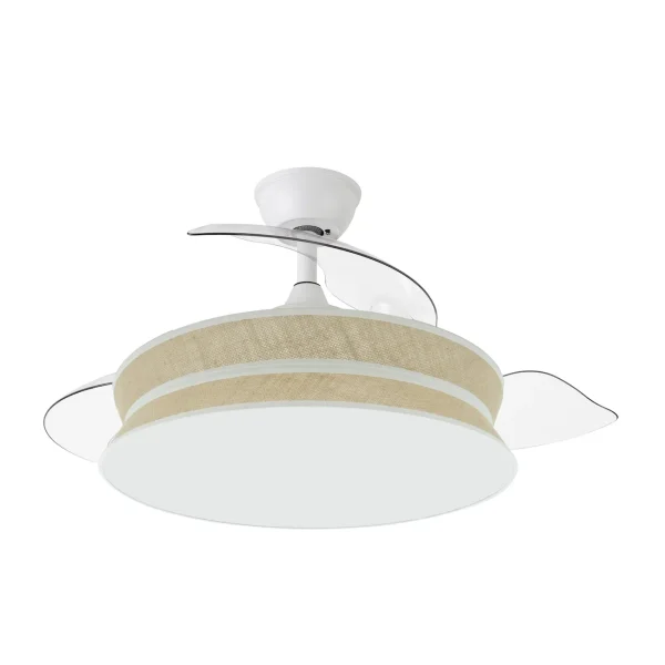 Ventilador retráctil Abrila Decor blanco textil saco LED 49-108 cm