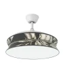 Ventilador retráctil Abrila Decor blanco textil plumas LED 49-108 cm