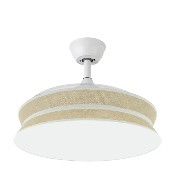 Ventilador retráctil Abrila Decor blanco textil saco LED 49-108 cm