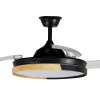 Ventilador retráctil Abrila Emperador negro Oro luz LED 48-108 cm