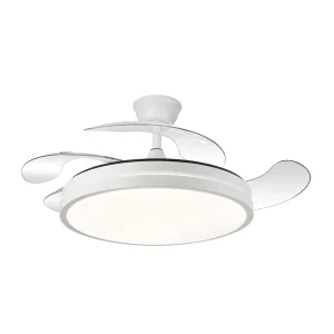 Ventilador retráctil Abrila Escorpion blanco luz LED 50-107 cm