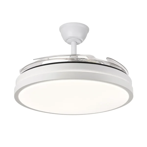 Ventilador retráctil Abrila Escorpion blanco luz LED 50-107 cm