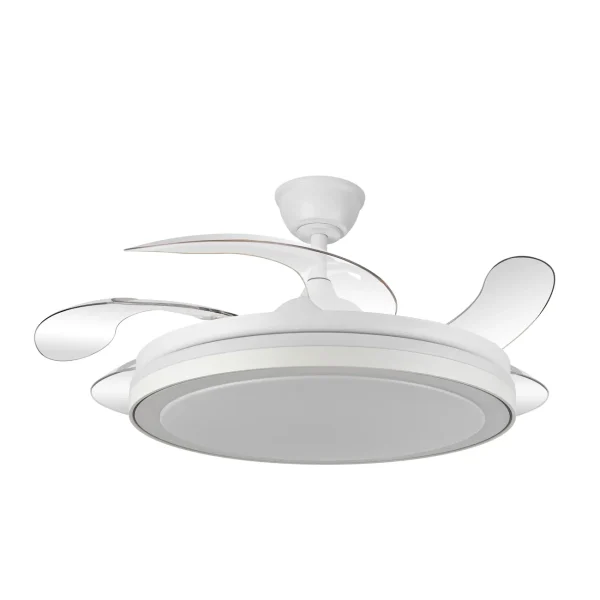Ventilador retráctil Abrila Esparta Maxi blanco luz LED 58-132 cm