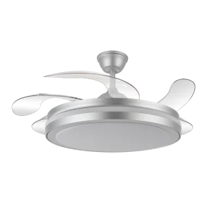 Ventilador retráctil Abrila Esparta Maxi níquel luz LED 58-132 cm
