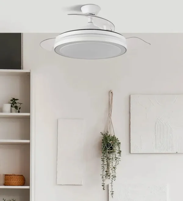 Ventilador retráctil Abrila Esparta Maxi blanco luz LED 58-132 cm