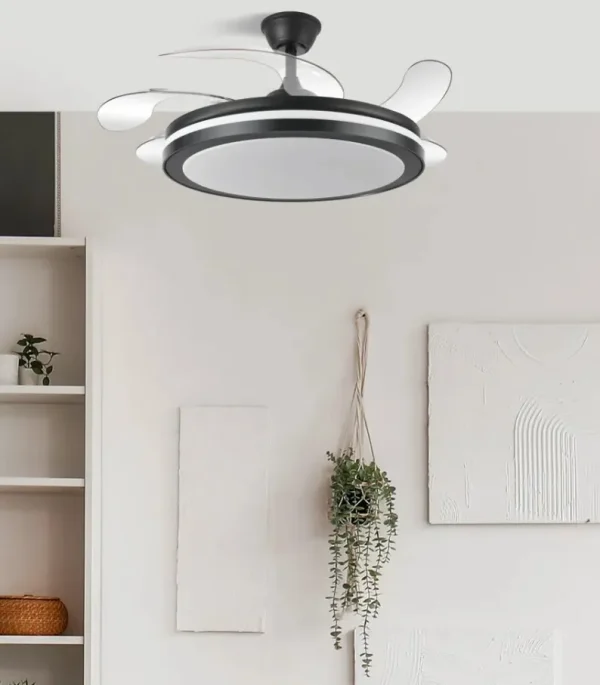 Ventilador retráctil Abrila Esparta Maxi negro luz LED 58-132 cm