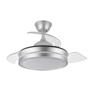 Ventilador retráctil Abrila Esparta Mini plata luz LED 40-91 cm