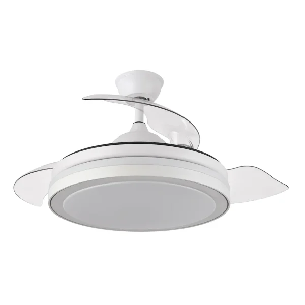 Ventilador retráctil Abrila Esparta Mini blanco luz LED 40-91 cm