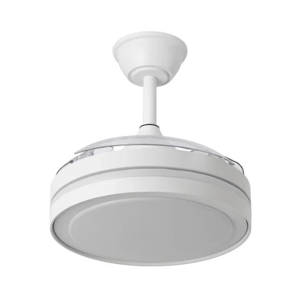 Ventilador retráctil Abrila Esparta Peque blanco luz LED 32-72 cm