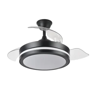 Ventilador retráctil Abrila Esparta Peque negro luz LED 32-72 cm