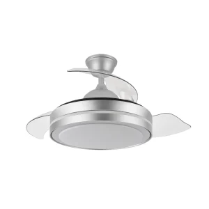 Ventilador retráctil Abrila Esparta Peque plata luz LED 32-72 cm
