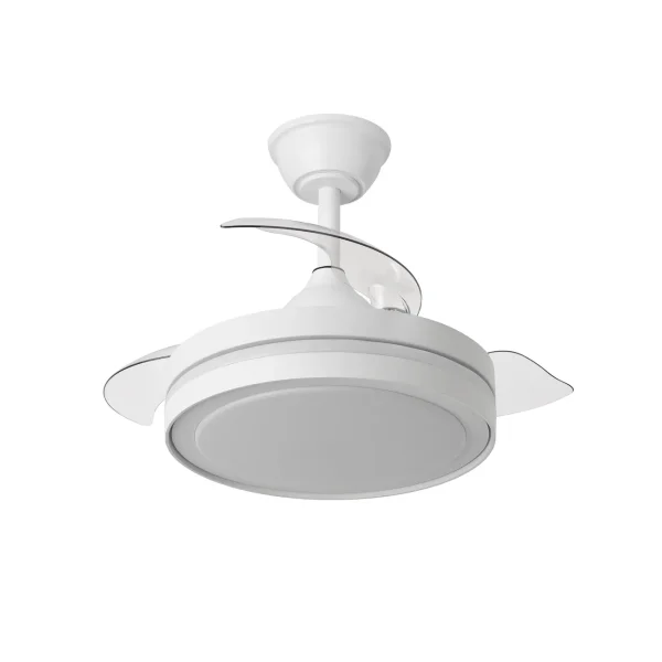 Ventilador retráctil Abrila Esparta Peque blanco luz LED 32-72 cm