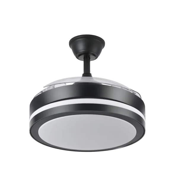 Ventilador retráctil Abrila Esparta Peque negro luz LED 32-72 cm