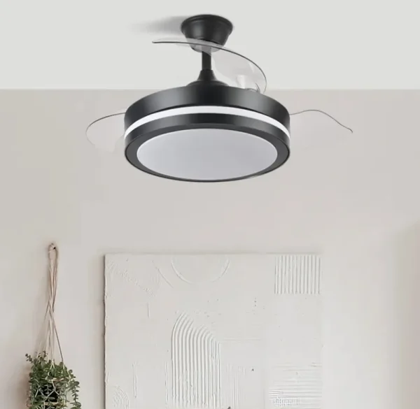 Ventilador retráctil Abrila Esparta Peque negro luz LED 32-72 cm