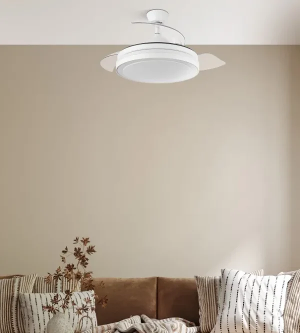 Ventilador retráctil Abrila Esparta Plus blanco luz LED 50-107 cm