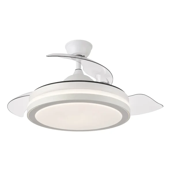 Ventilador retráctil Abrila Esparta Plus blanco luz LED 50-107 cm