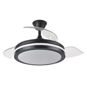 Ventilador retráctil Abrila Esparta Plus negro luz LED 50-107 cm