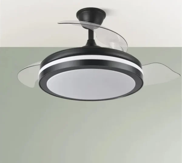 Ventilador retráctil Abrila Esparta Plus negro luz LED 50-107 cm