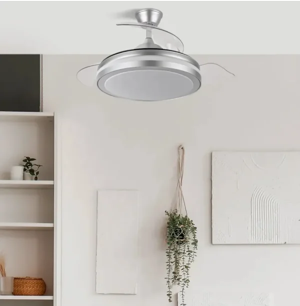 Ventilador retráctil Abrila Esparta Plus plata luz LED 50-107 cm