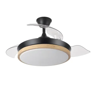Ventilador retráctil Abrila Evros Mini negro luz LED 40-91 cm