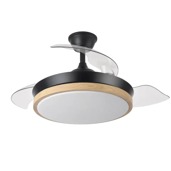 Ventilador retráctil Abrila Evros Mini negro luz LED 40-91 cm