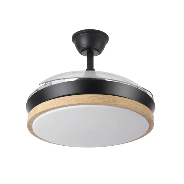 Ventilador retráctil Abrila Evros Mini negro luz LED 40-91 cm