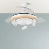 Ventilador retráctil Abrila Gladiator blanco madera LED 50-107 cm