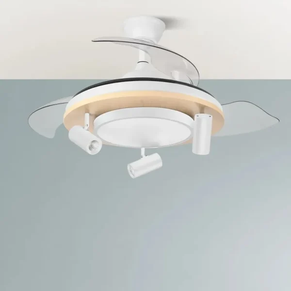 Ventilador retráctil Abrila Gladiator blanco madera LED 50-107 cm
