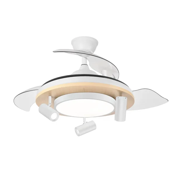 Ventilador retráctil Abrila Gladiator blanco madera LED 50-107 cm