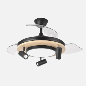 Ventilador retráctil Abrila Gladiator negro madera LED 50-107 cm
