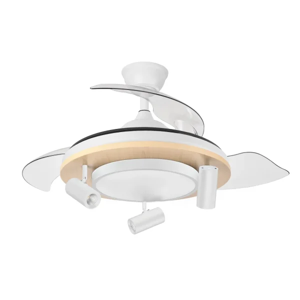 Ventilador retráctil Abrila Gladiator blanco madera LED 50-107 cm