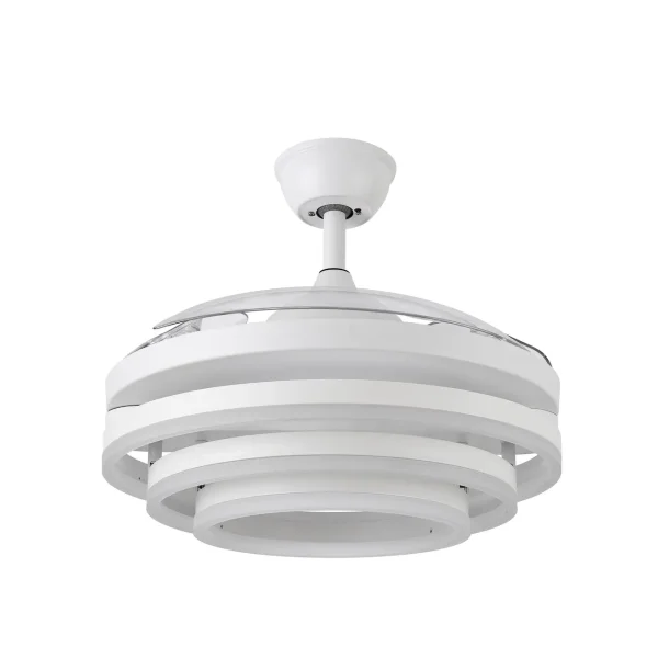 Ventilador retráctil Abrila Kai blanco luz LED 50-107 cm