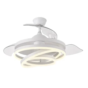 Ventilador retráctil Abrila Kai blanco luz LED 50-107 cm