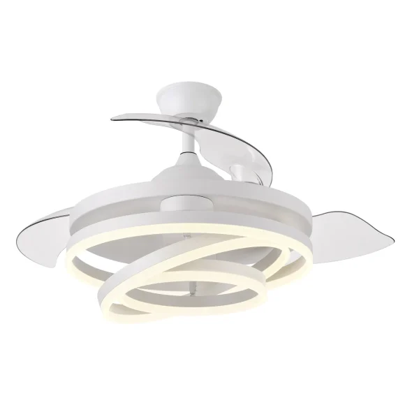 Ventilador retráctil Abrila Kai blanco luz LED 50-107 cm