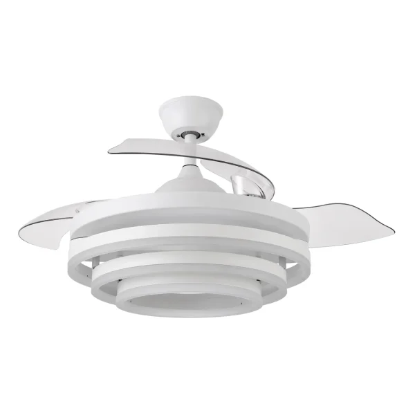 Ventilador retráctil Abrila Kai blanco luz LED 50-107 cm