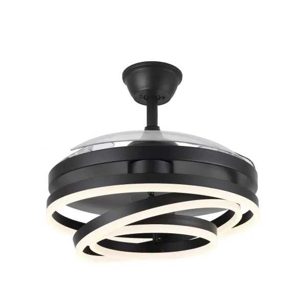 Ventilador retráctil Abrila Kai negro luz LED 50-107 cm