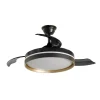 Ventilador retráctil Abrila Mandarin negro Oro luz LED 48-108 cm