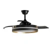 Ventilador retráctil Abrila Mandarin negro Oro luz LED 48-108 cm