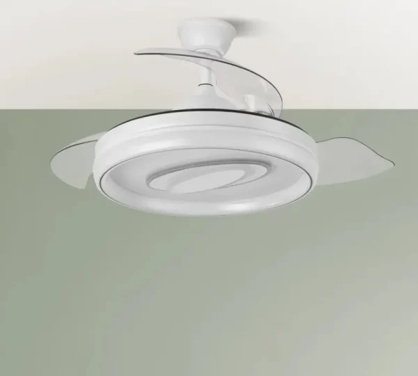 Ventilador retráctil Abrila Maracana blanco luz LED 50-107 cm